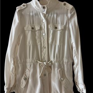 LOFT White Utility Jacket XS Women’s Tie Waist Jacket Lightweight Spring Jacket